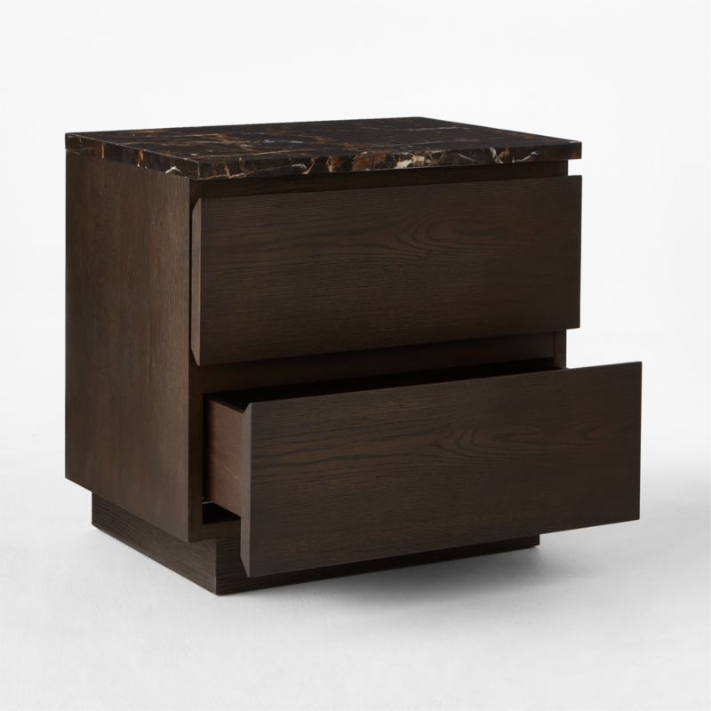 Logan 2 Drawer Oak Wood and Marble Nightstand - image 6 of 11