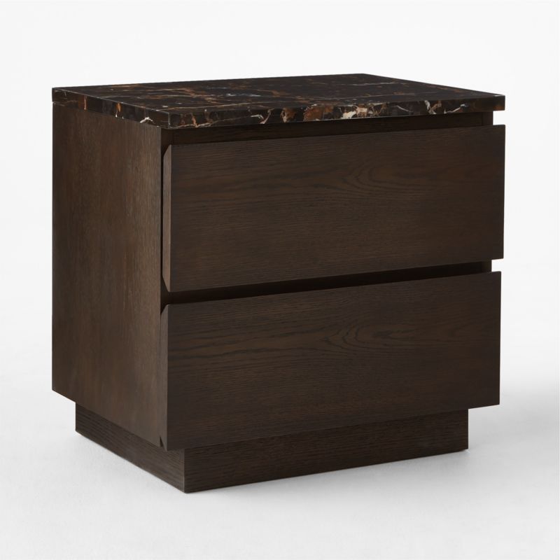 Logan 2 Drawer Oak Wood and Marble Nightstand - image 5 of 11