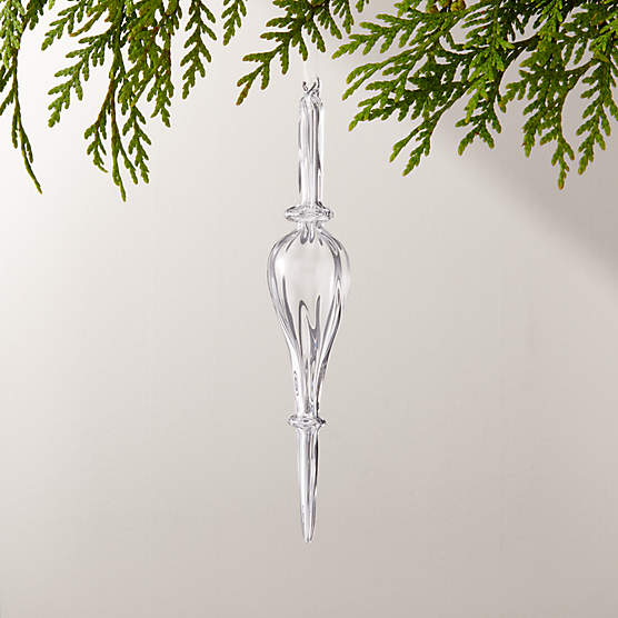 Loire Finial Clear Handblown Glass Christmas Tree Ornament 9"