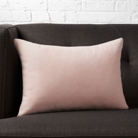 18 X12 Loki Blush Leather Pillow With Feather Down Insert