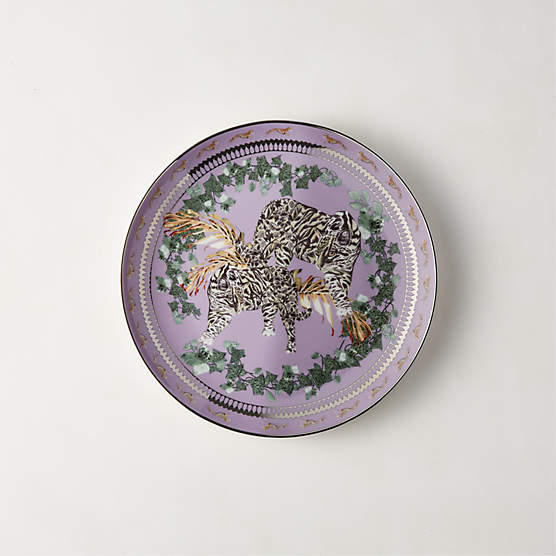 Loki Lavender Tiger Dessert Plate by Matthew Williamson