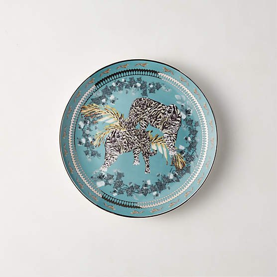 Loki Turquoise Tiger Dessert Plate by Matthew Williamson