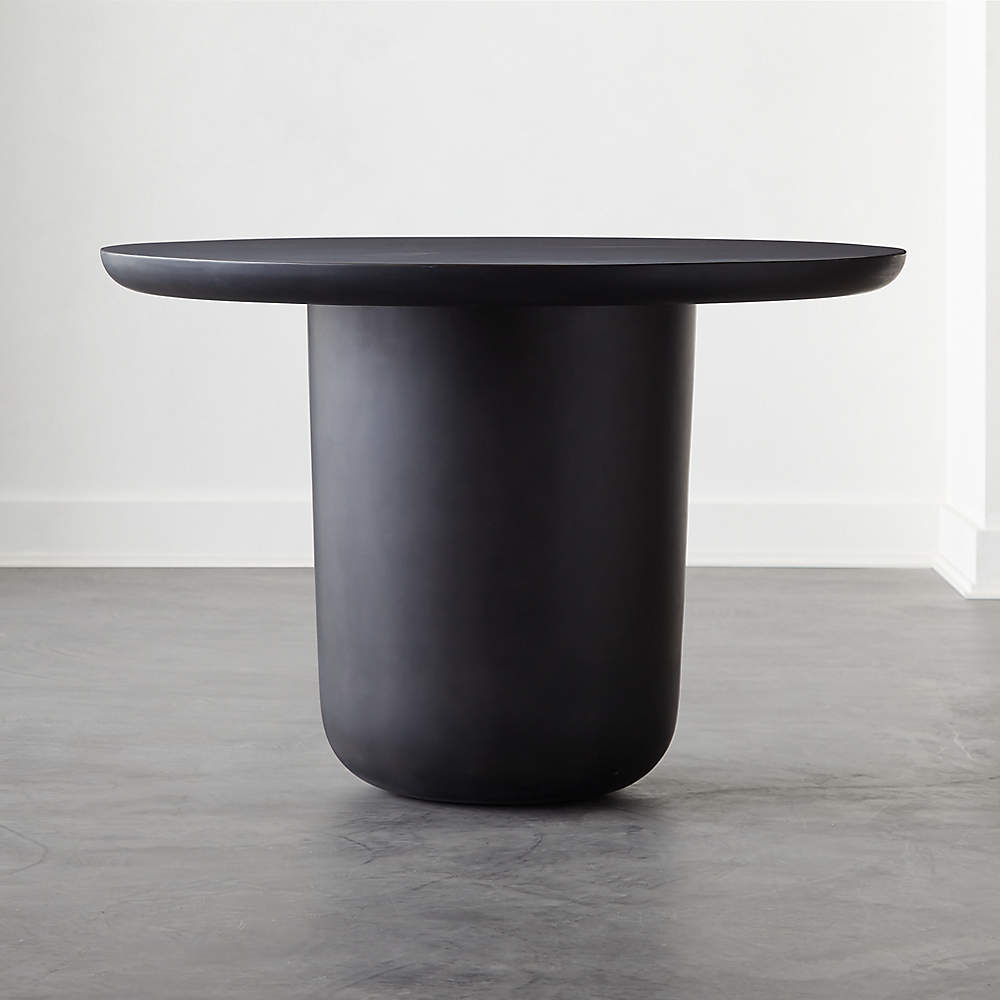 Lola Round Black Concrete Dining Table, Cb2 White Round Table