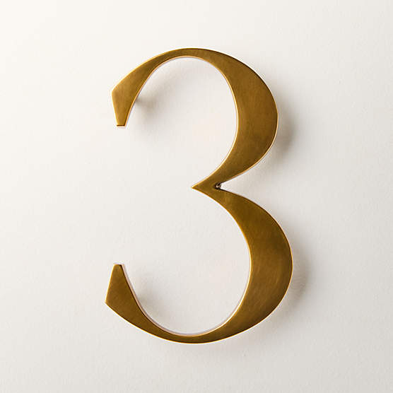 Lombard 6" Aged Brass House Number 3