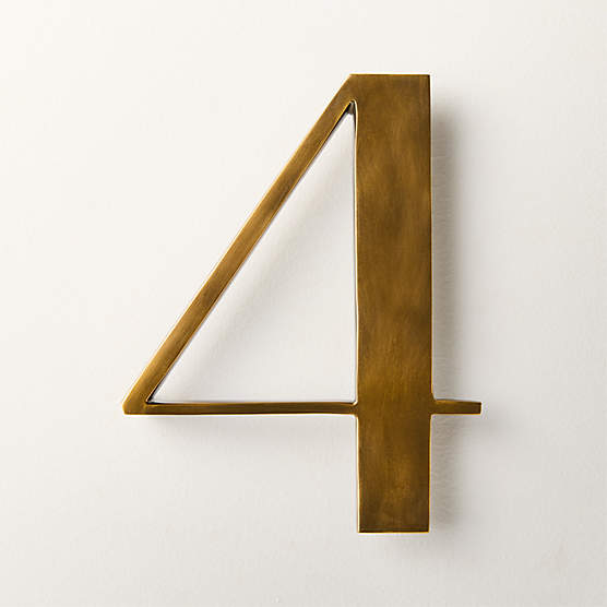 Lombard 6" Aged Brass House Number 4