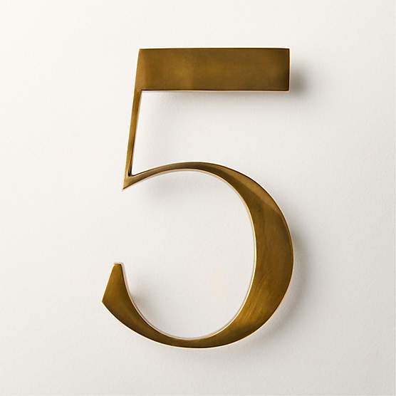 Lombard 6" Aged Brass House Number 5