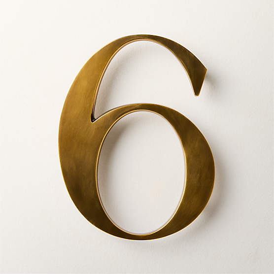 Lombard 6" Aged Brass House Number 6