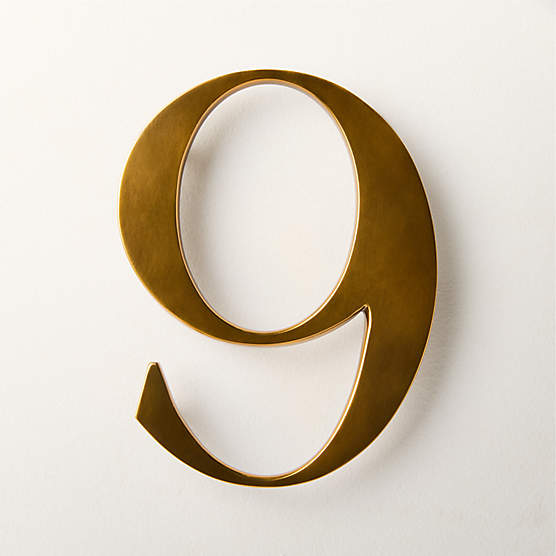 Lombard 6" Aged Brass House Number 9