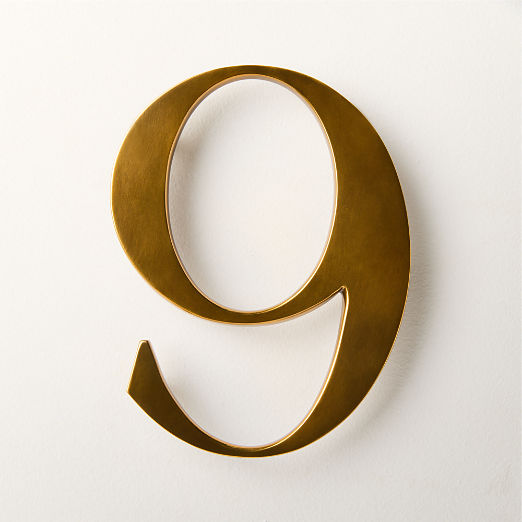 Lombard 6" Aged Brass House Number 9
