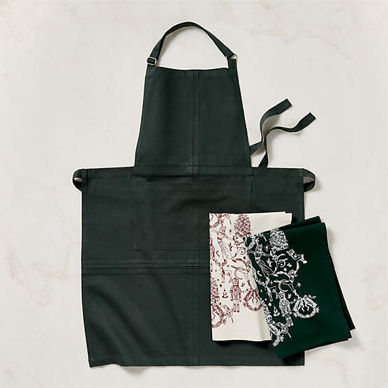 Lora Organic Cotton Apron and Tea Towels Set