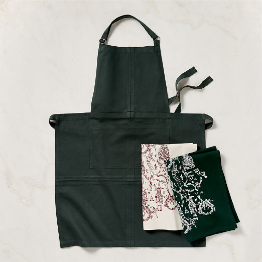 Lora Organic Cotton Apron and Tea Towels Set