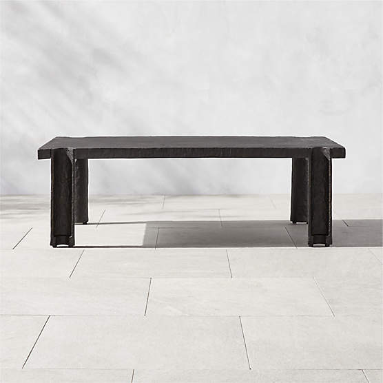 Pavilion Modern Black Metal Outdoor Coffee Table with Marble Top Model