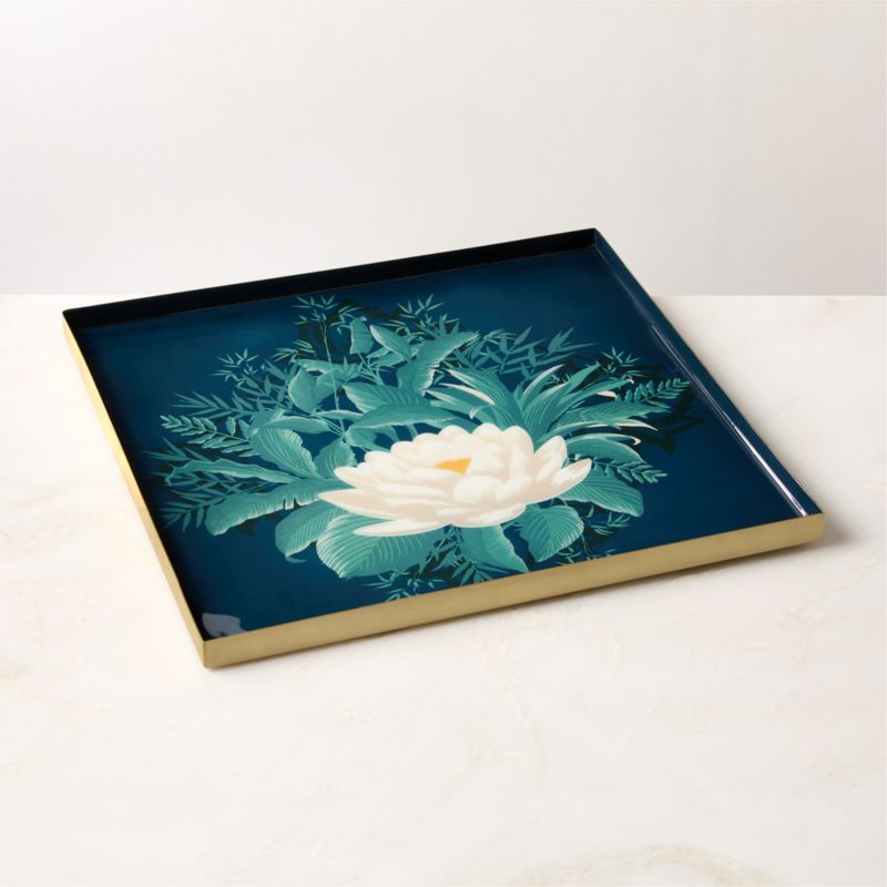 Lotus Enamel Serving Tray - The White Lotus - image 0 of 6