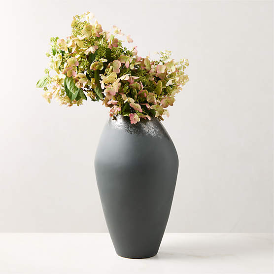 Loures Black Ceramic Vase with Reactive Glaze Large