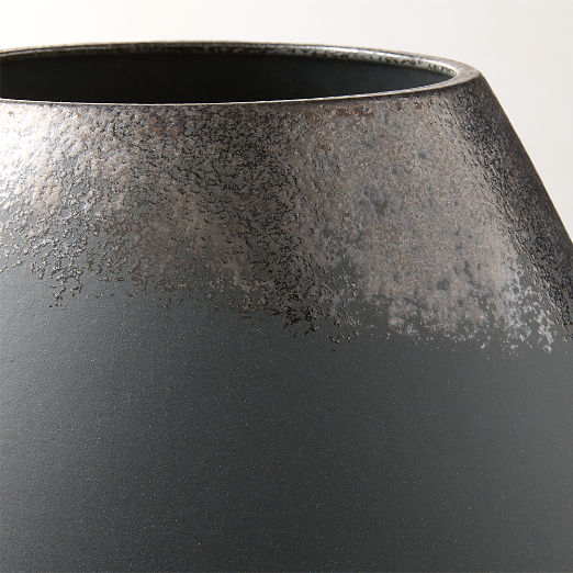 Loures Black Ceramic Vase with Reactive Glaze Small