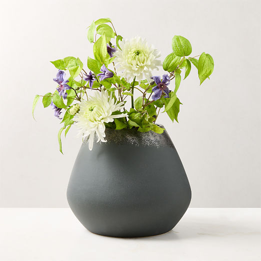 Loures Black Ceramic Vase with Reactive Glaze Small