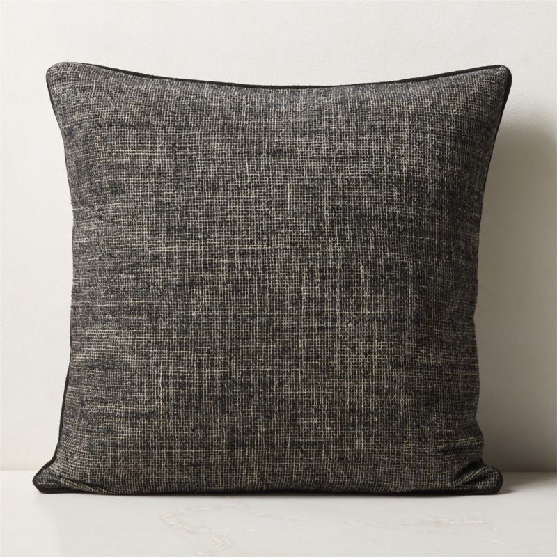 Lox Black Linen Modern Throw Pillow with DownAlternative Insert 23