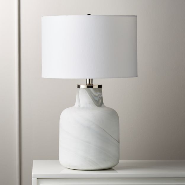 Large Marblized Grey Table Lamp CB2