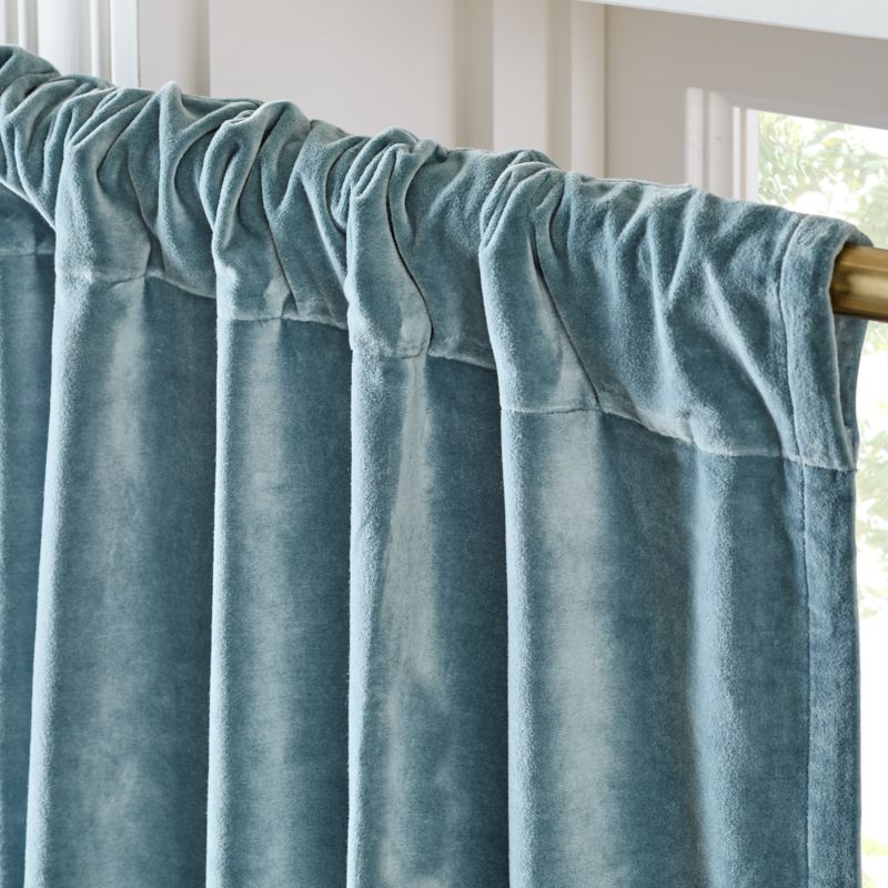 Light Blue Organic Cotton Velvet Window Curtain Panel 48"X84" - image 3 of 5