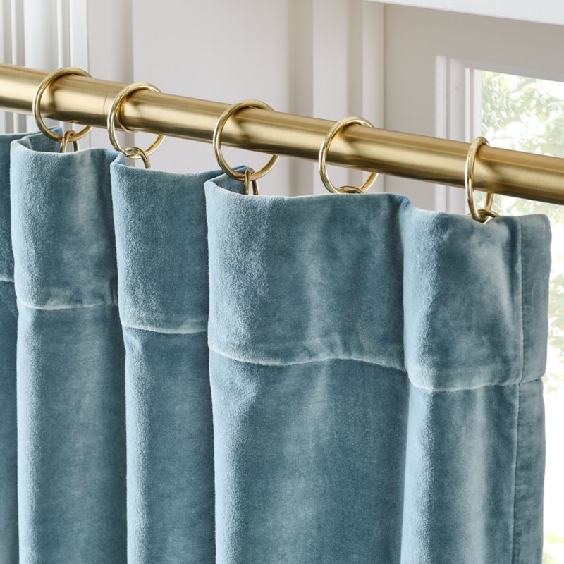 Light Blue Organic Cotton Velvet Window Curtain Panel 48"X84" - image 1 of 5