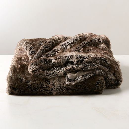 Dorian Brown Faux Fur Throw Blanket 48"x80"