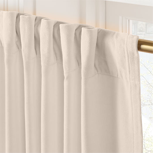 Light Taupe Organic Cotton Velvet Window Curtain Panel 48"x84"