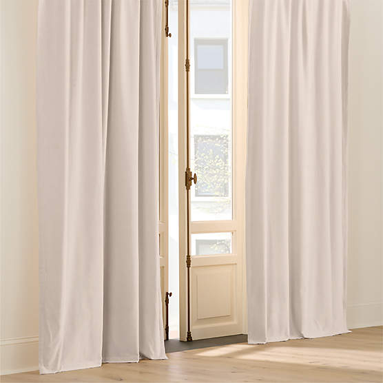Light Taupe Organic Cotton Velvet Window Curtain Panel 48"x108"