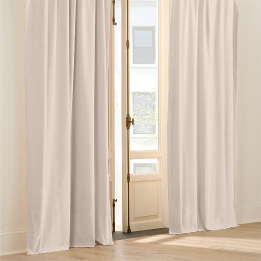 Light Taupe Organic Cotton Velvet Window Curtain Panel 48"x96"