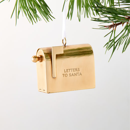 Letters To Santa Mailbox Aged Brass Christmas Tree Ornament