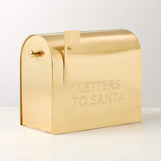 Letters To Santa Mailbox Aged Brass Card Holder