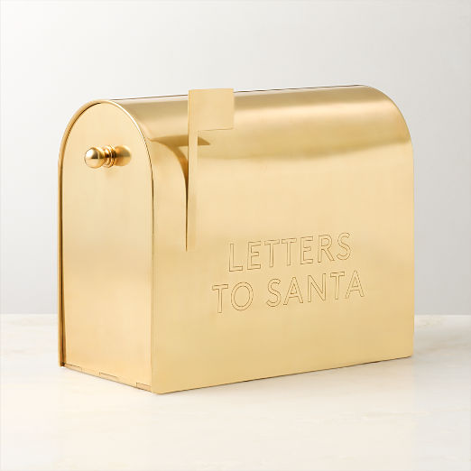 Letters To Santa Mailbox Aged Brass Card Holder