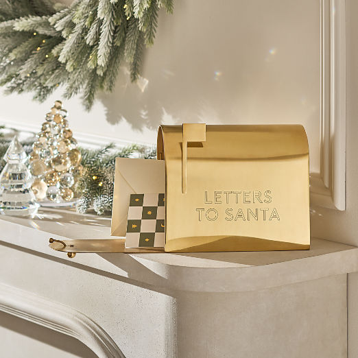 Letters To Santa Mailbox Aged Brass Card Holder