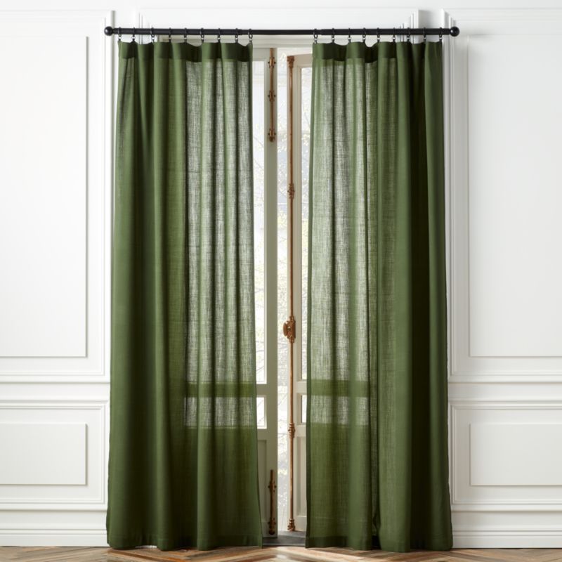 Deep Green Lightweight Wool Curtain Panel 48"x84" - image 0 of 3