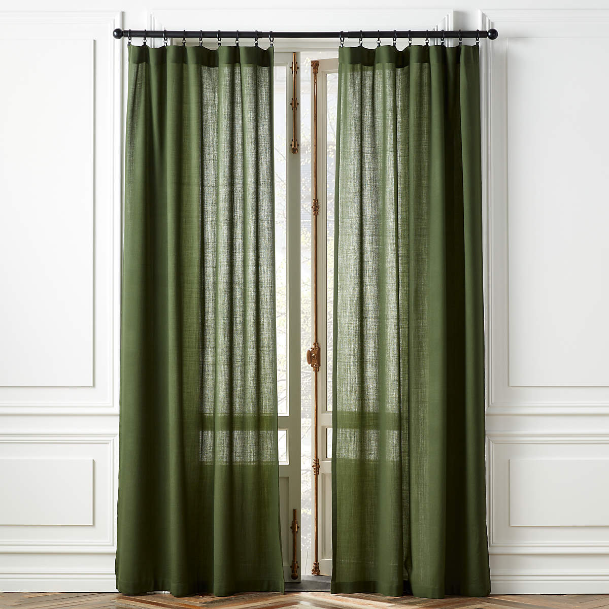 Modern Lightweight Wool Deep Green Curtain Panel 48" x 84" + Reviews CB2