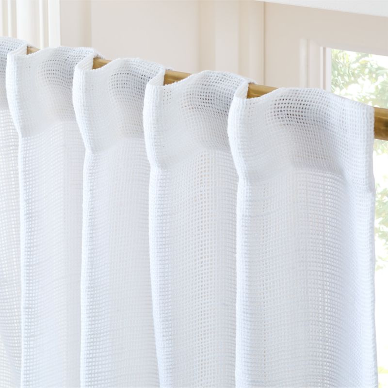 Lua White Open Weave EUROPEAN FLAX™-Certified Linen and Viscose Window Curtain Panel 48"x84" - image 3 of 5