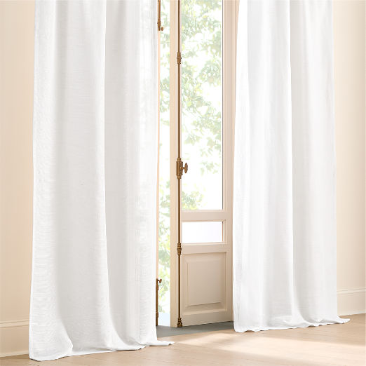 Lua White Open Weave EUROPEAN FLAX™-Certified Linen and Viscose Window Curtain Panel