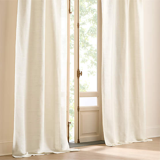 Lua Warm White Open Weave EUROPEAN FLAX™-Certified Linen and Viscose Window Curtain Panel 48"x96"