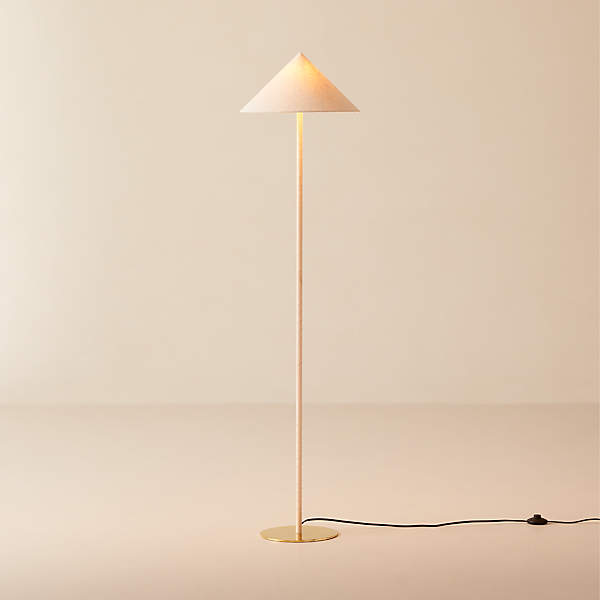 Luar Wrapped Untanned Leather Floor Lamp With Brass Base
