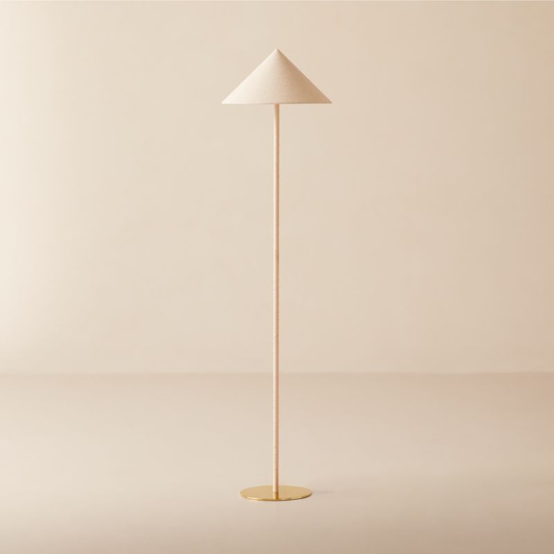 Luar Wrapped Untanned Leather Floor Lamp With Brass Base - image 2 of 9