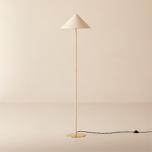 Luar Wrapped Untanned Leather Floor Lamp With Brass Base