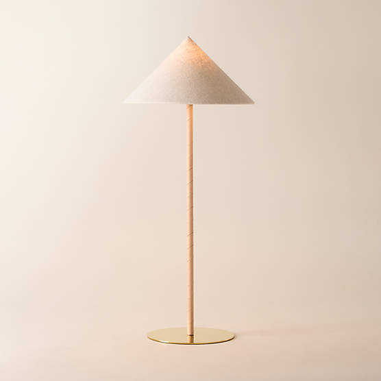 Luar Wrapped Untanned Leather Table Lamp With Brass Base
