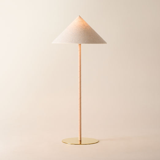 Luar Wrapped Untanned Leather Table Lamp With Brass Base