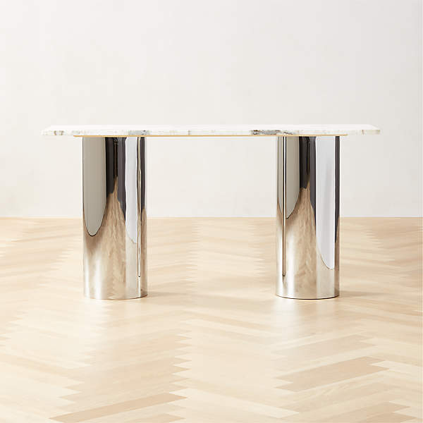 Luca Modern White Marble Console Table | Cb2