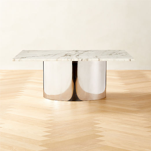 Modern Black And White Marble Coffee Tables CB2 Canada   Luca White Marble Coffee Table 