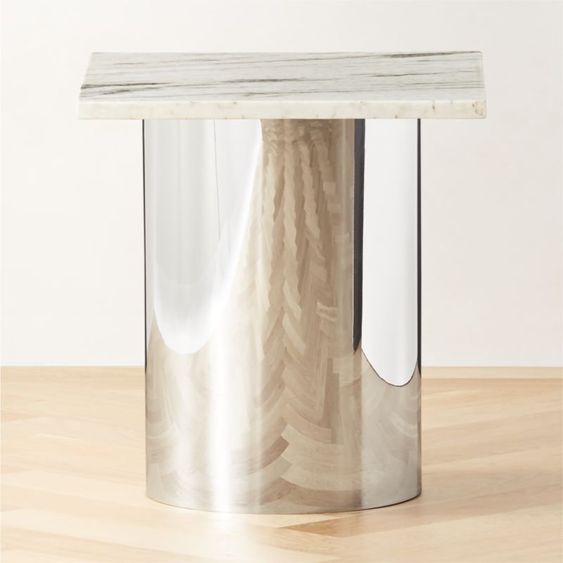 Luca Modern White Marble Side Table + Reviews | CB2