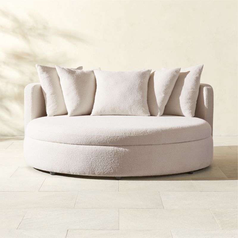 Lucie White Boucle Upholstered Outdoor Daybed - image 0 of 7