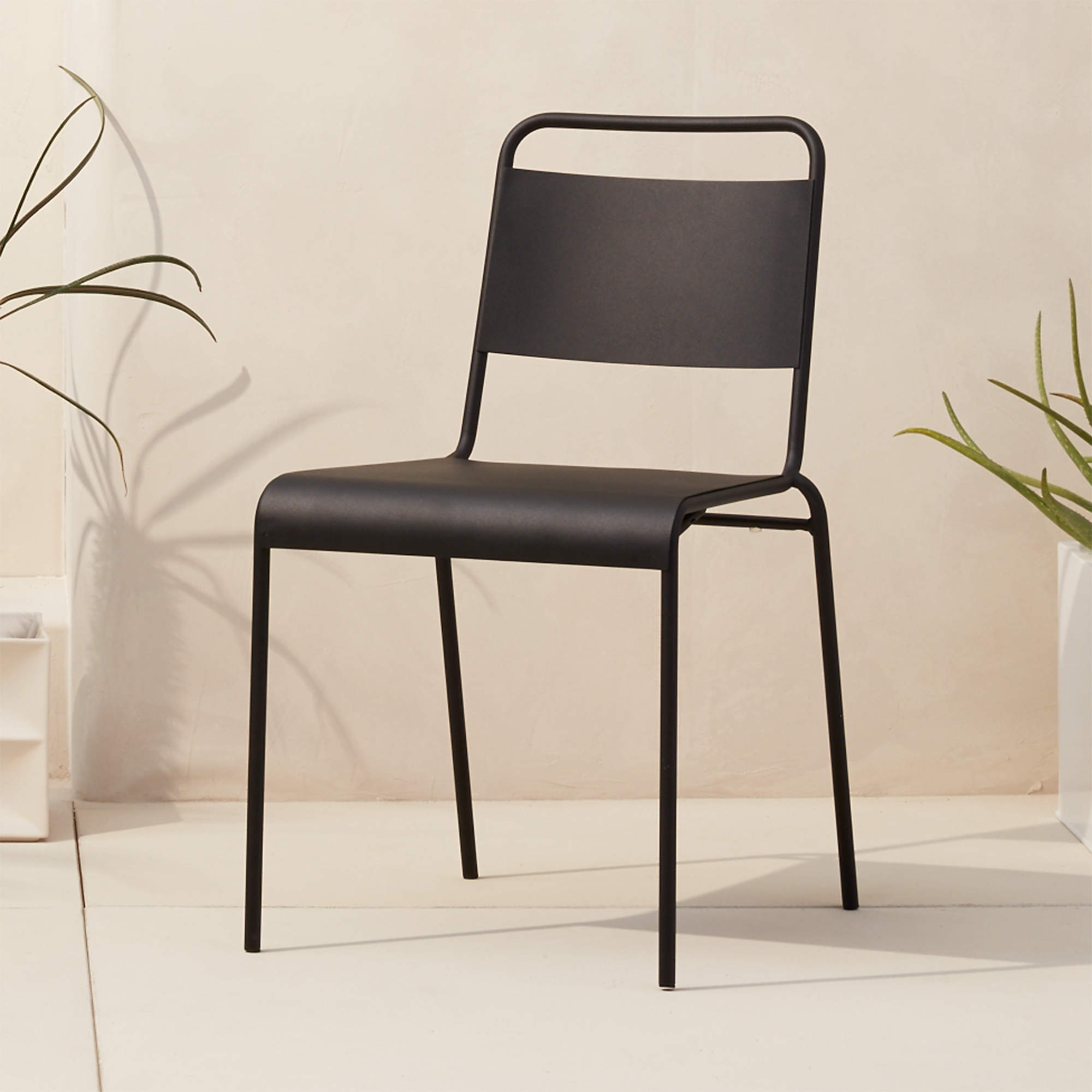 lucinda black stackable chair CB2