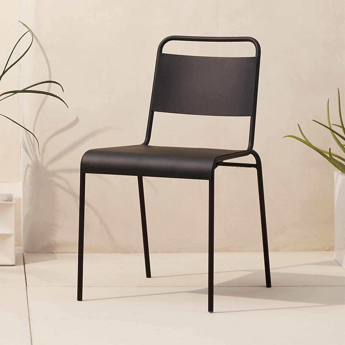 Lucinda Black Modern Outdoor Stacking Chair + Reviews CB2 Canada