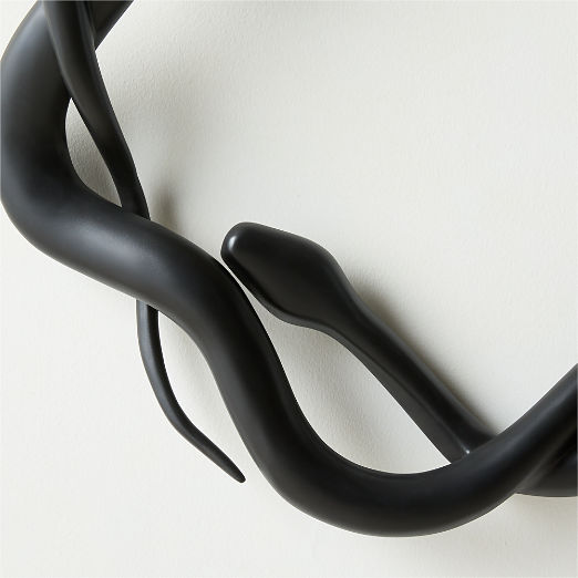 Lucius Black Fiber Clay Snake Wreath 24"