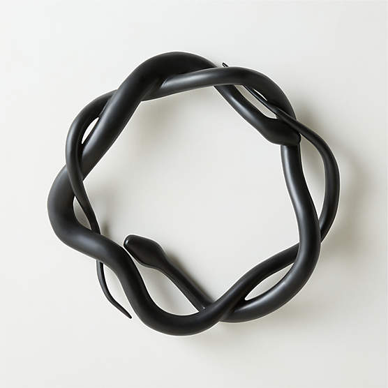 Lucius Black Fiber Clay Snake Wreath 24"